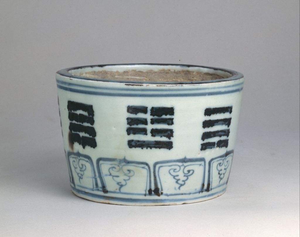 图片[1]-Blue and white eight trigrams barrel incense burner-China Archive